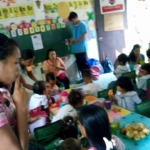 6-teaching and giving milk and bread in the class rooms